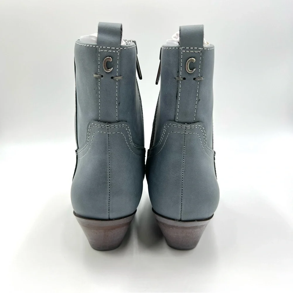 Circus NY Sam Edelman Size 6.5 Garth Gray‎ Blue Faux Vegan Leather Western Boots